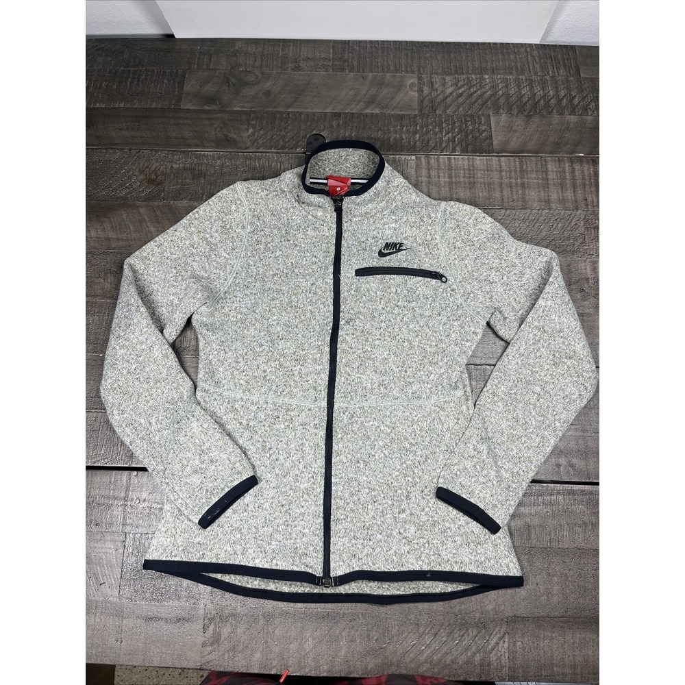 Nike Summit Knit Fleece Full Zip Jacket Heather Gray Black Women's Size Small